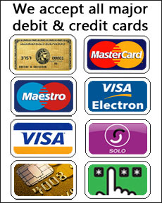 We accept all major debit and credit cards